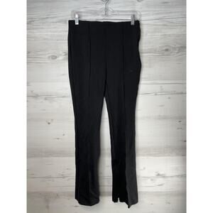 Elie Tahari Pants Womens 6 Black Modal Nylon Spandex Flare Leg Slit Hem Zip